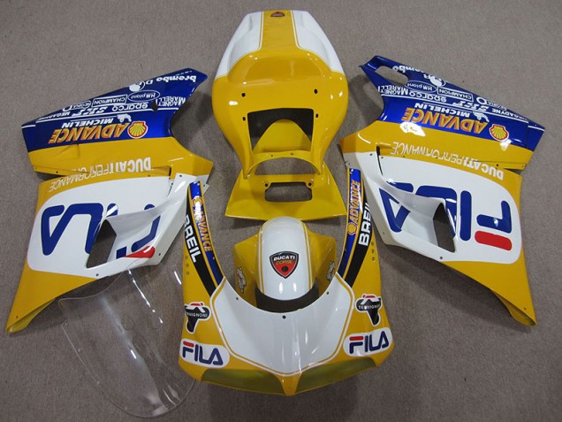 Amarillo Blanco Fila Carenado Moto Ducati 748 93-05