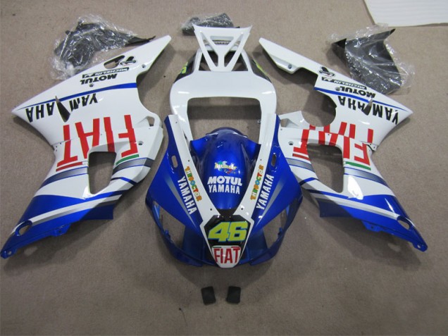 Azul Blanco Motul Fiat 46 Carenado Moto Yamaha R1 98-99