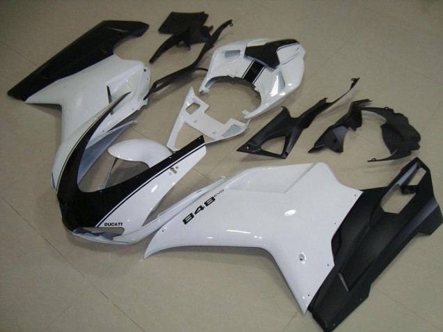 Blanco Negro Mate Carenado Moto Ducati 848 1098 1198 07-14