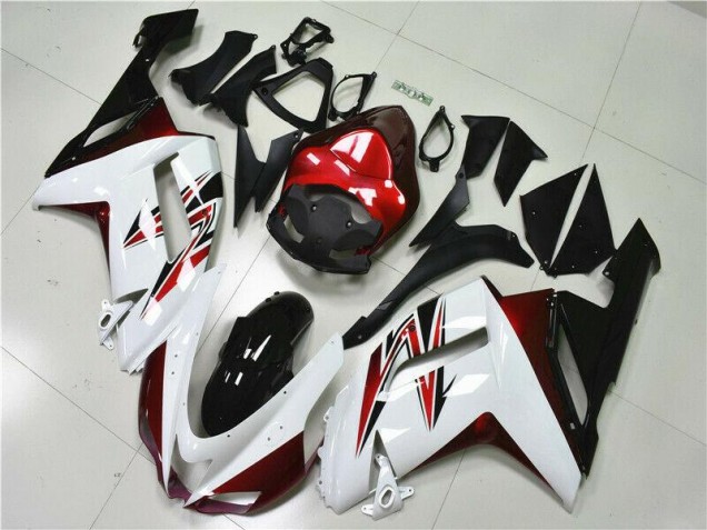 Blanco Negro Rojo Carenado Moto Kawasaki ZX6R 07-08