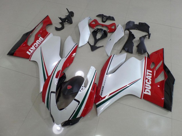 Blanco Rojo ABS Carenado Motocicleta Ducati 1199 11-14