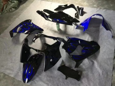 Brillante Negro Azul Llama Carenado Moto Kawasaki ZX9R 00-01