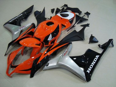 Naranja Plata Negro Inyección Kits Carenado Moto Honda CBR 600 RR 07-08