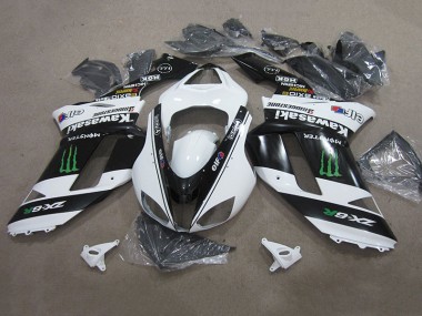 Negro Blanco Monster Carenado Moto Kawasaki ZX6R 07-08