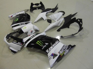 Negro Blanco Monster Kits ABS Carenado Motocicleta Kawasaki ZX 250R 08-12