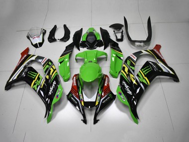 Verde Negro Rojo Ninja Monster Carenado Moto Kawasaki ZX10R 16-19